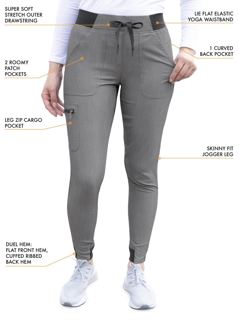 Adar Uniforms, Pro Heather Scrubs for Women - Ultimate Yoga Jogger Scrub Pants - P7104H - Heather Grey - S - Image 3